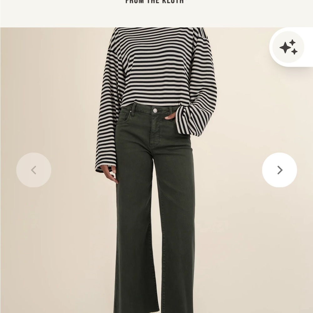 Kut from the Kloth Meg wide leg gray 
Raw hem